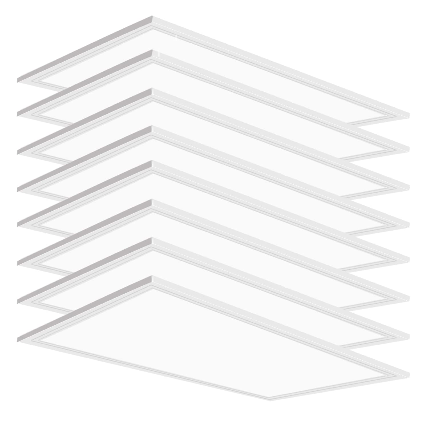 WYZM LED Flat Panel Lights 8 Pack 2x4FT 7800LM 5000K Daylight Edge-Lit White Model 736140166107