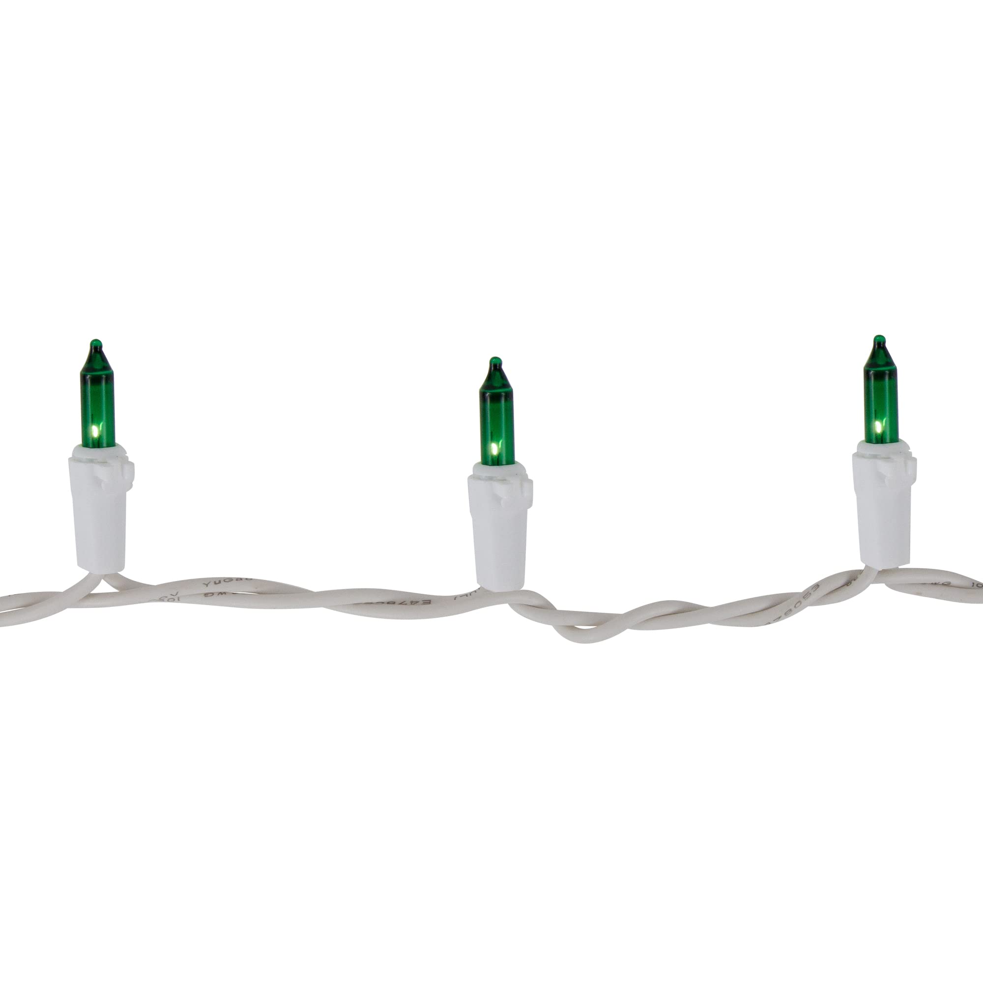 Northlight 35-Count Green Mini Christmas Light Set, 7ft White Wire, Glass, Model NL02297