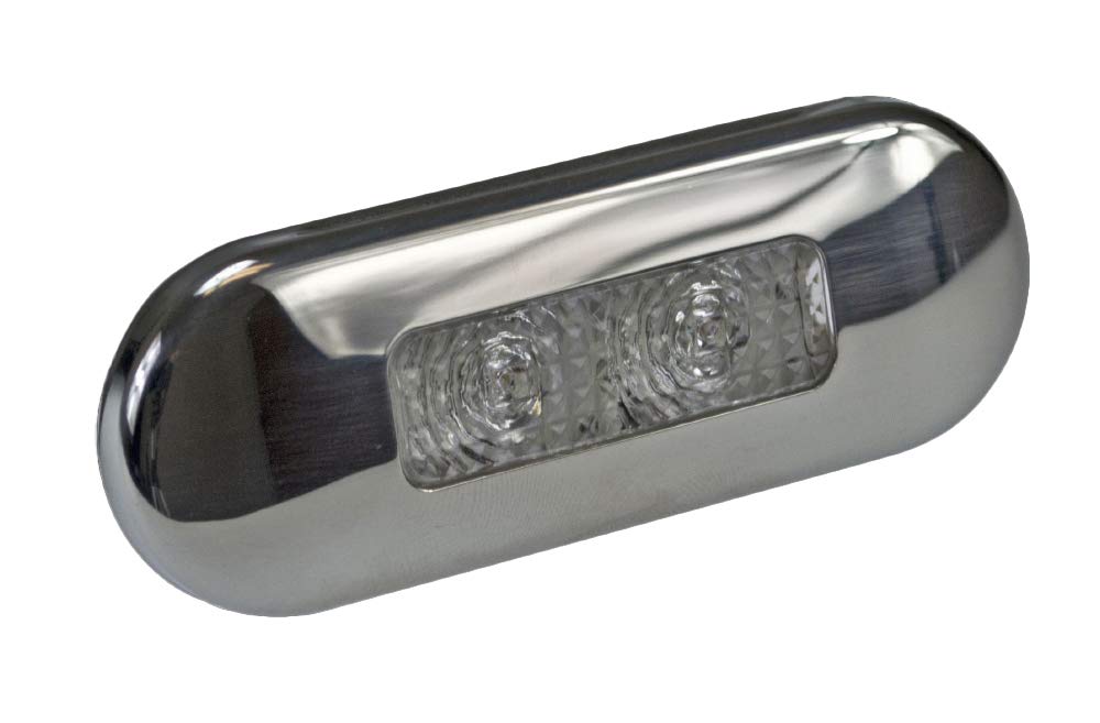 Hella Marine Oblong Led Courtesy Lamp - Red Led, Stainless Steel Bezel, Model 2Xt980869-501