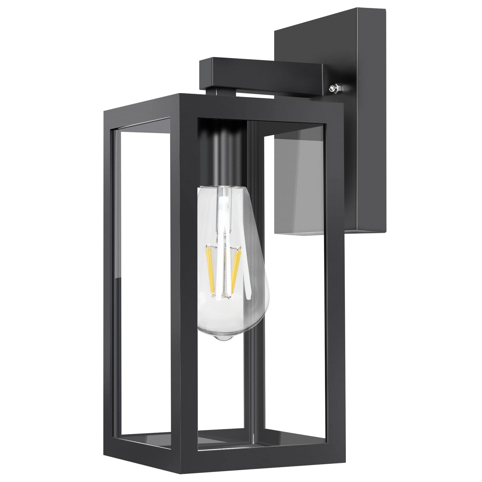 Huadeec Outdoor Wall Lantern,Exterior Waterproof Wall Sconce Light Fixture With E26 Base Socket,Anti-Rust Matte Black Finish And Clear Glass Shade Wall Lamp For Porch, Pack Of 1