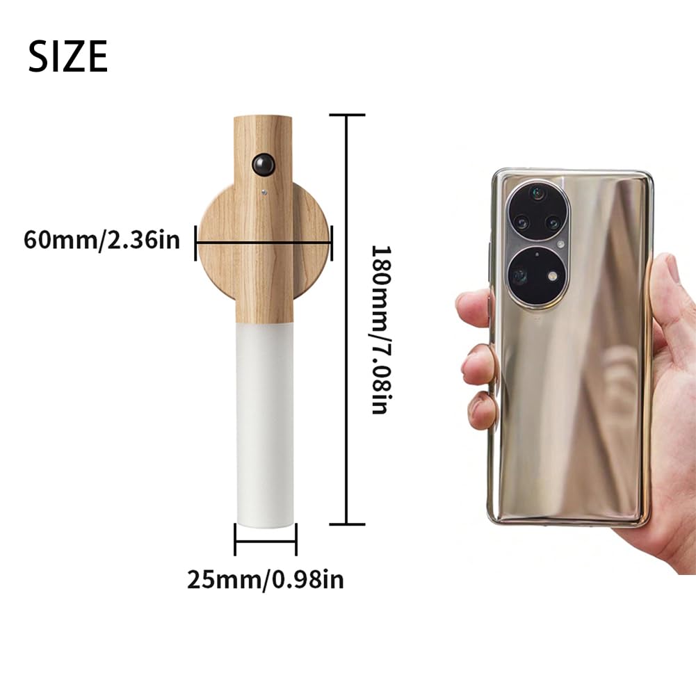 Landgoo Rgb Motion Sensor Night Light, Color Changing Atmosphere Lamp, Battery Powered Rechargeable Led Wood Wall Sconce For Hom
