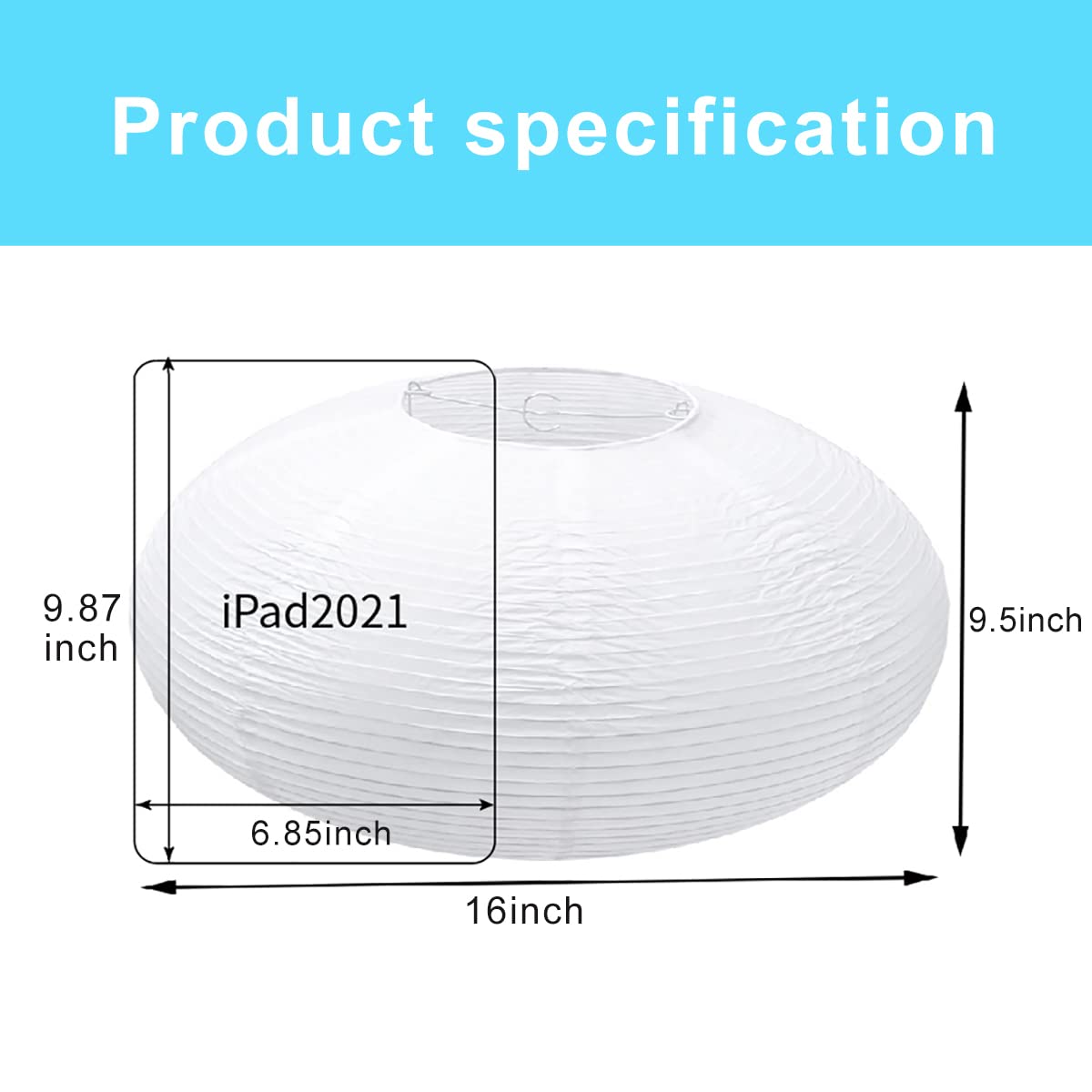 TopAAA 2Pack White Oval Paper Lanterns, 16” Paper Lamp Shade for Home Decor, Wedding, Birthday Party Decorations