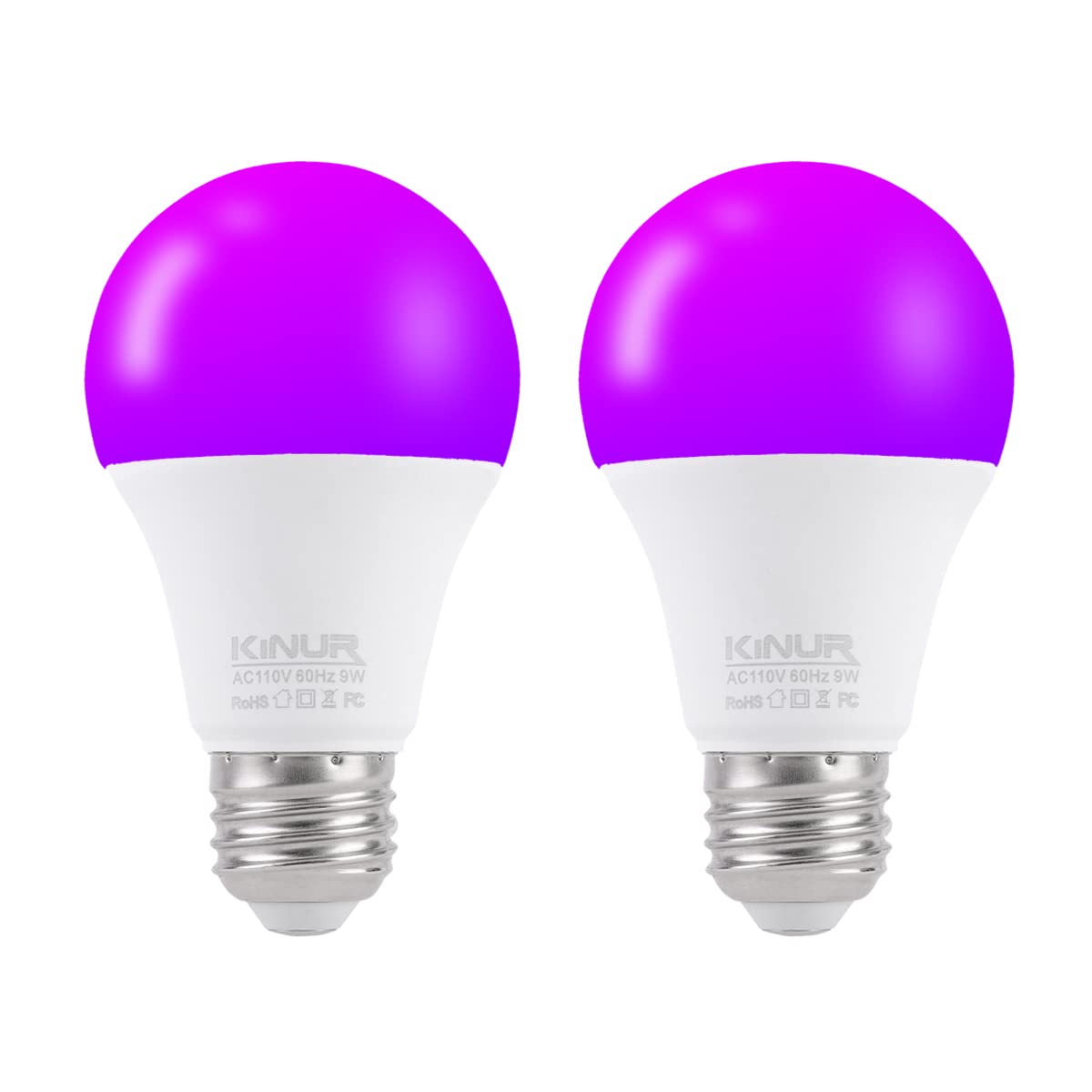 Kinur Light Bulb, A19 9W (60W Equivalent) Purple Led Lights 120V E26 Medium Base Non-Dimmable For Christmas Party Decoration Ind