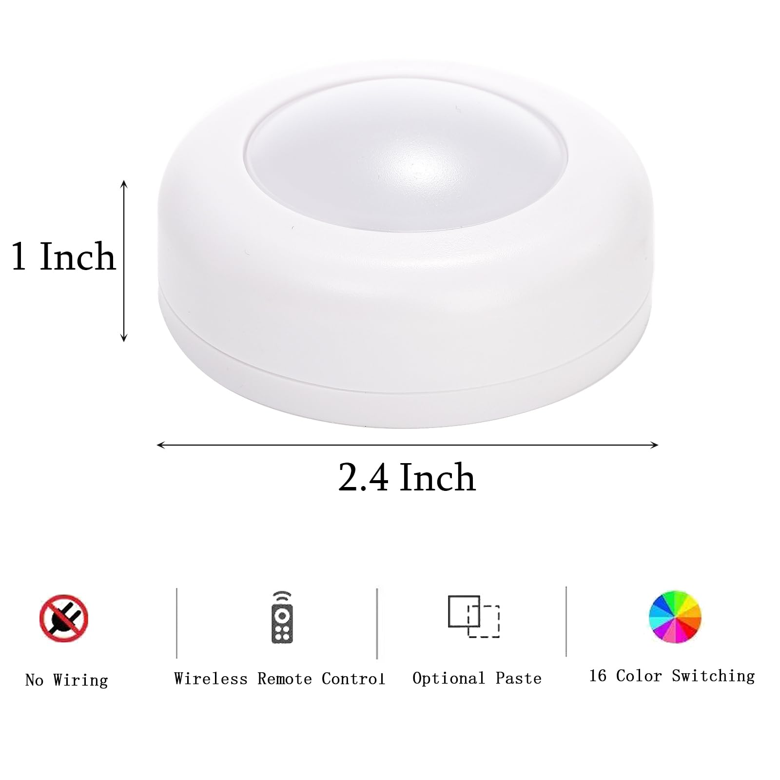 Hbaushun Led Puck Lights 12 Pack,16 Color Changeable Wireless Led Cabinet Lights,Battery Operated Night Light With Dimmer & Timm