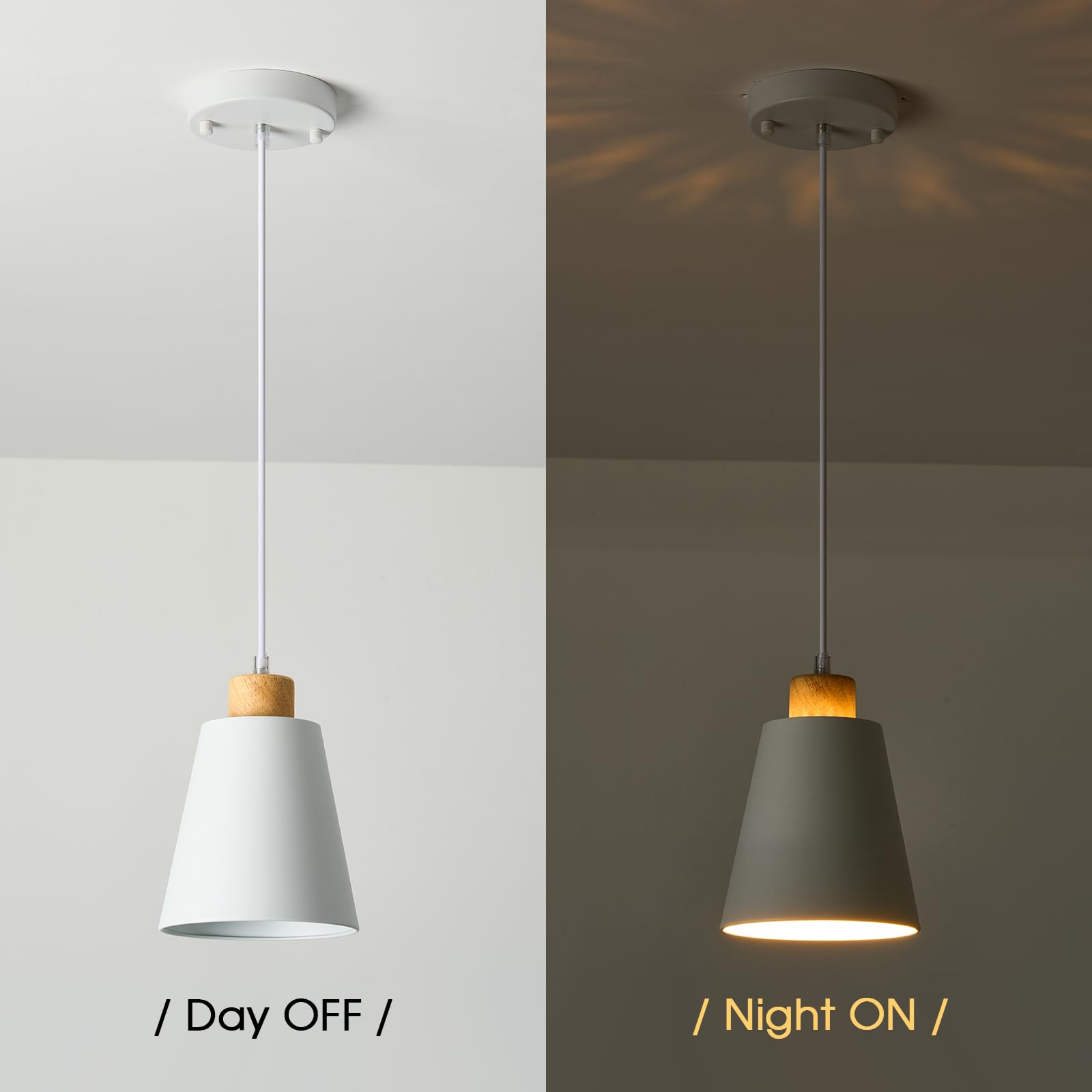 3 Pack Mini White Pendant Light Kitchen Island Modern Wood Pendant Lighting Cone Hanging Lights Hollow Top Nordic Island Light For Counter  Bar  Hallway