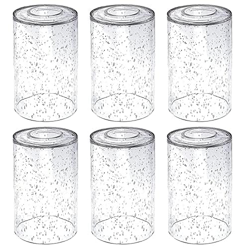 6-Pack Seeded Glass Lamp Shade Replacements, 5.9In Height, 3.9In Diameter, 1.7In Fitter, Cylinder Bubble Glass Shade Covers, See