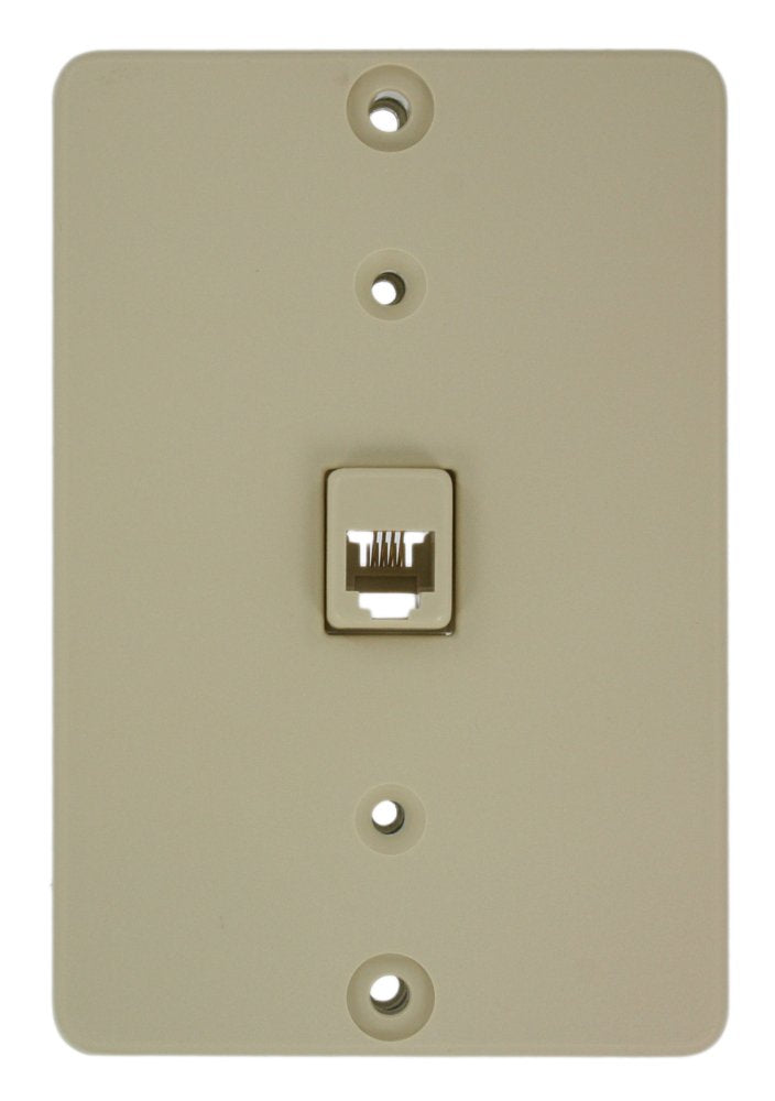 Leviton 40253-I Telephone Wall Phone Jack, 6P4C, Ivory