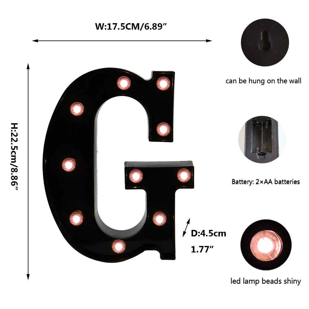OYCBUZO Light Up Black Alphabet Marquee Letters Sign LED, Model MDLP-BL-32, Plastic Decoration for Home, Bar, Party, Wedding