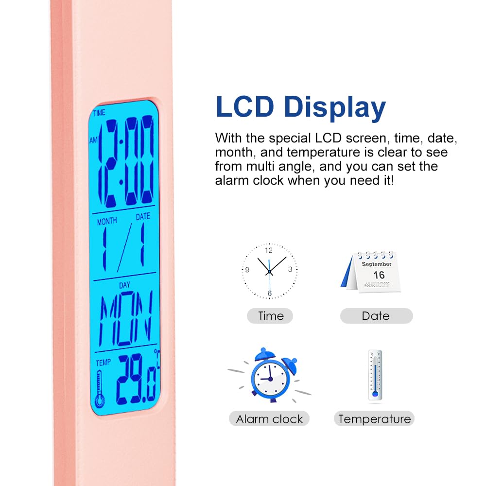 Wanjiaone Multifunctional Led Desk Lamp With Wireless Charger,Usb Charging Port,Clock,Phone Holder,Desk Lamps For Home Office,Ey