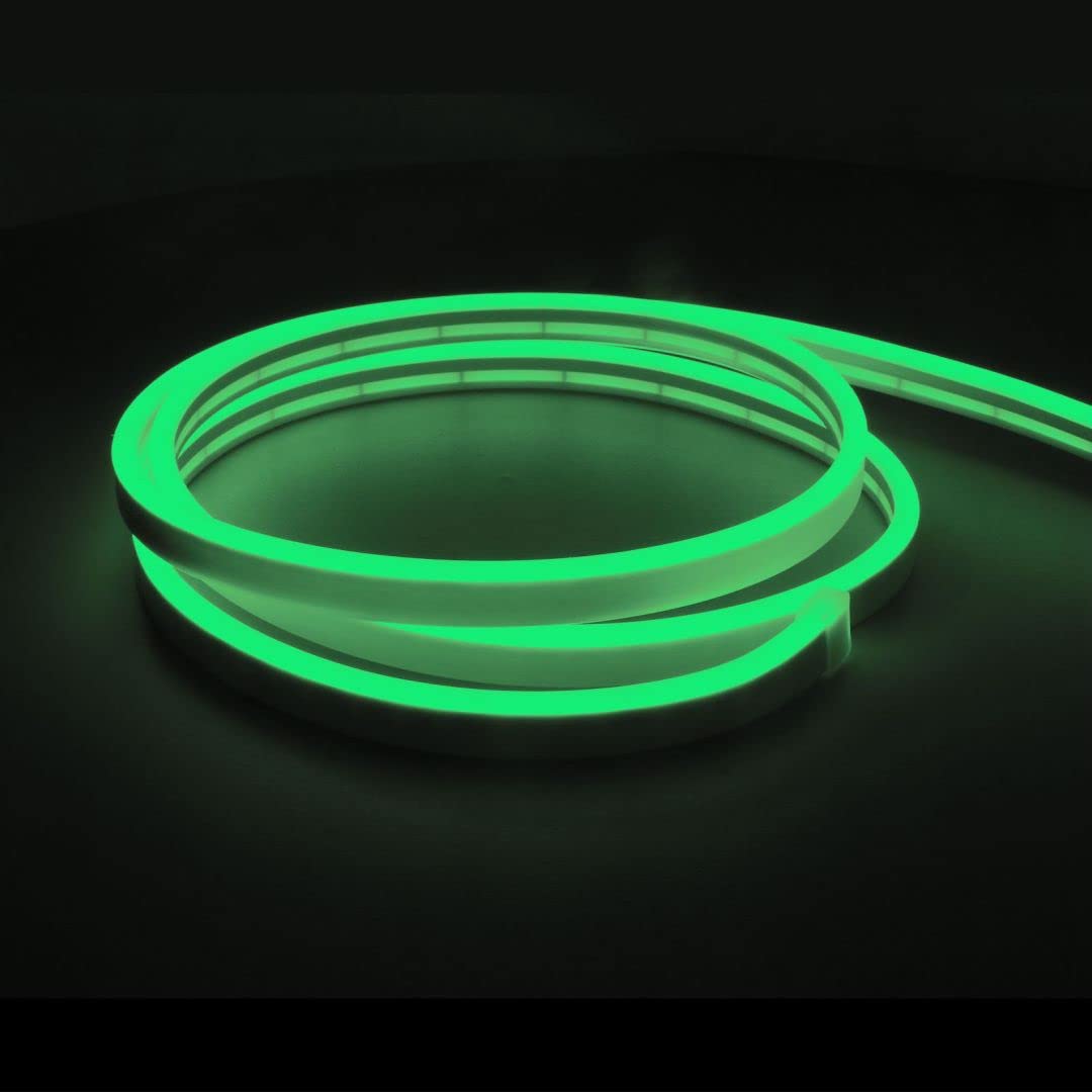 Meijiajia LED Neon Strip Lights, Green 12V/16.5ft, Flexible Diffuser, Cuttable & Bendable Waterproof Silicon, for Devices Lighti