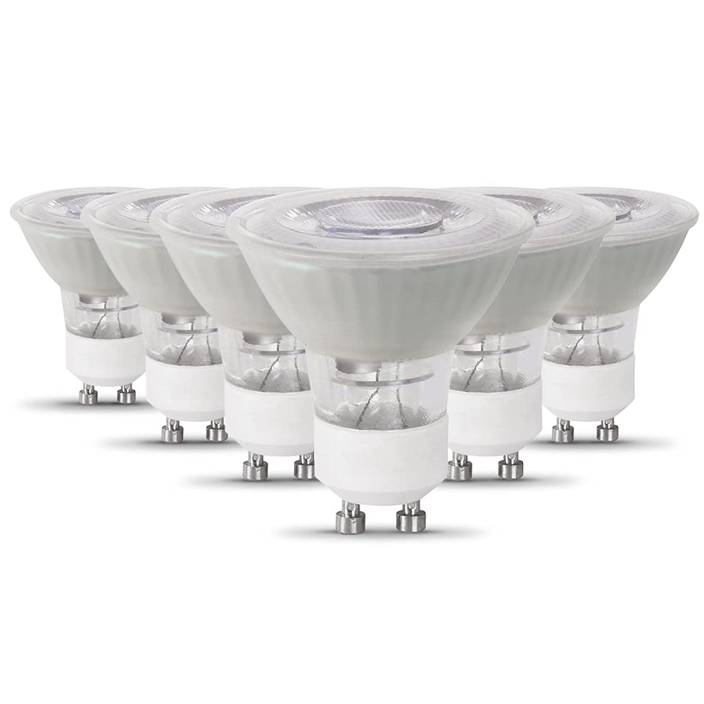 Feit Electric MR16 GU10 LED Bulbs, Dimmable, 50W Equivalent, 3000k Warm White, 6 Count, Model BPMR16IFGU500930CA/