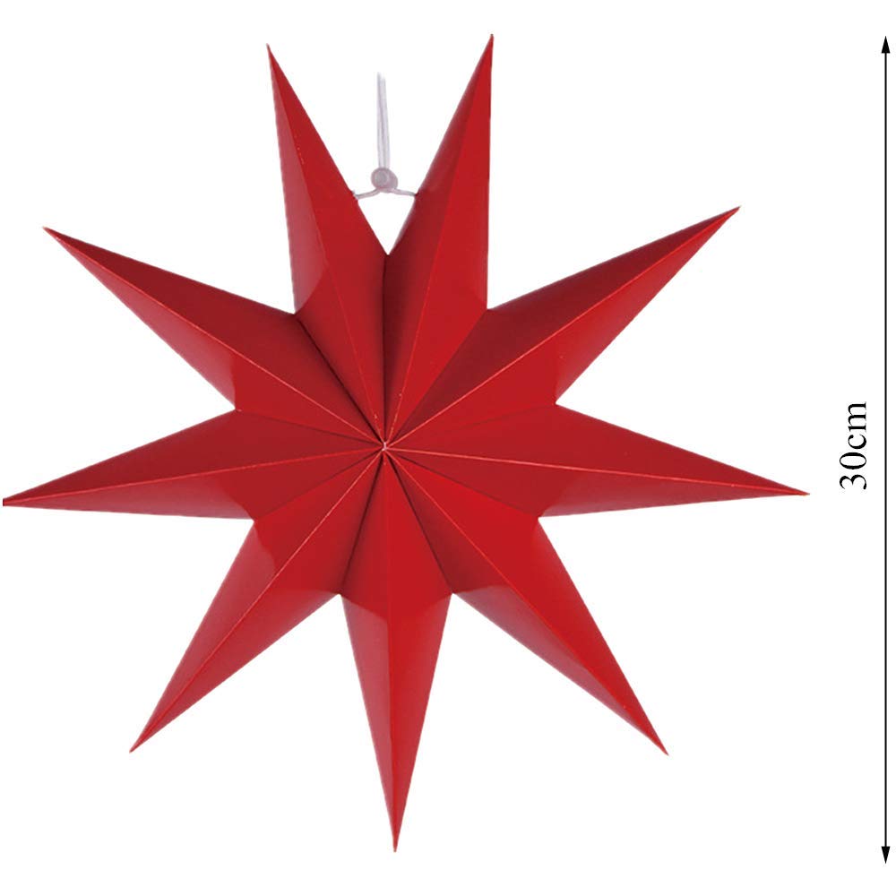 Kiddale 3 Pieces 3D 12'' Large Paper Star Red Green Pink Hanging Paper Star Decorations For Weddings, Christmas Holiday, Girls B