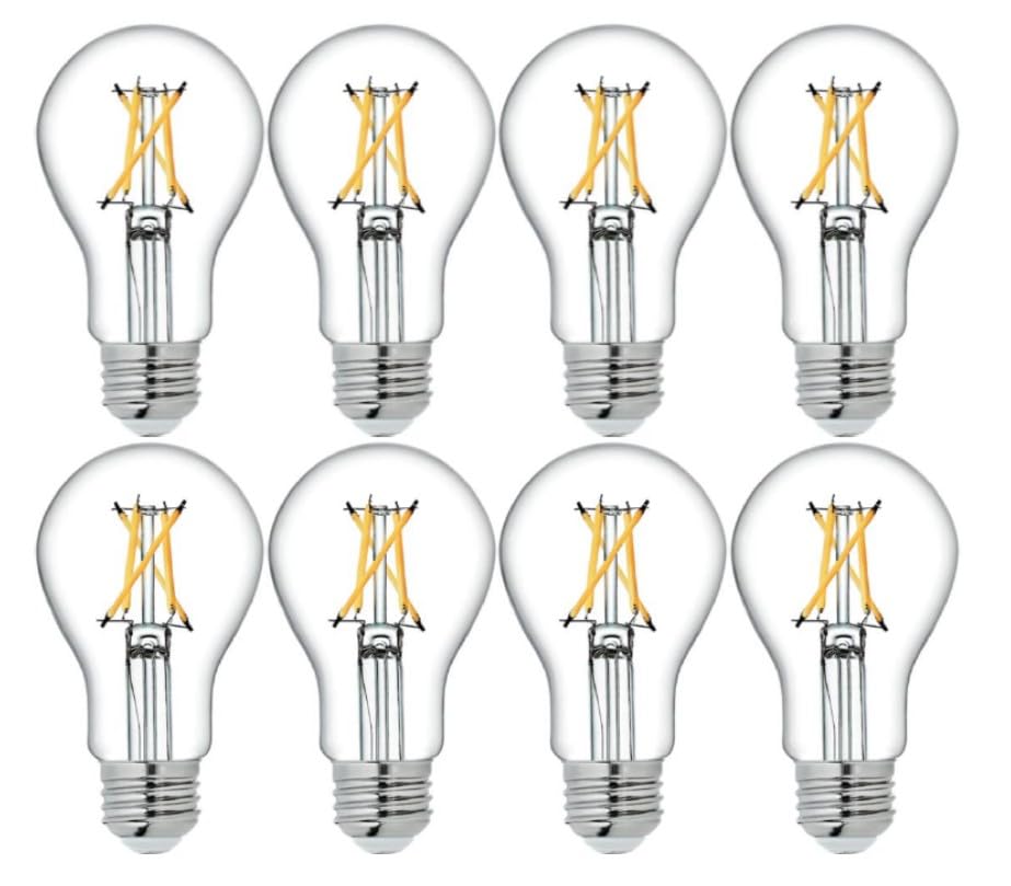 Ge Relax 8-Pack A19 60 Watt Equivalent Crystal Clear Soft White Dimmable Led Light Bulbs