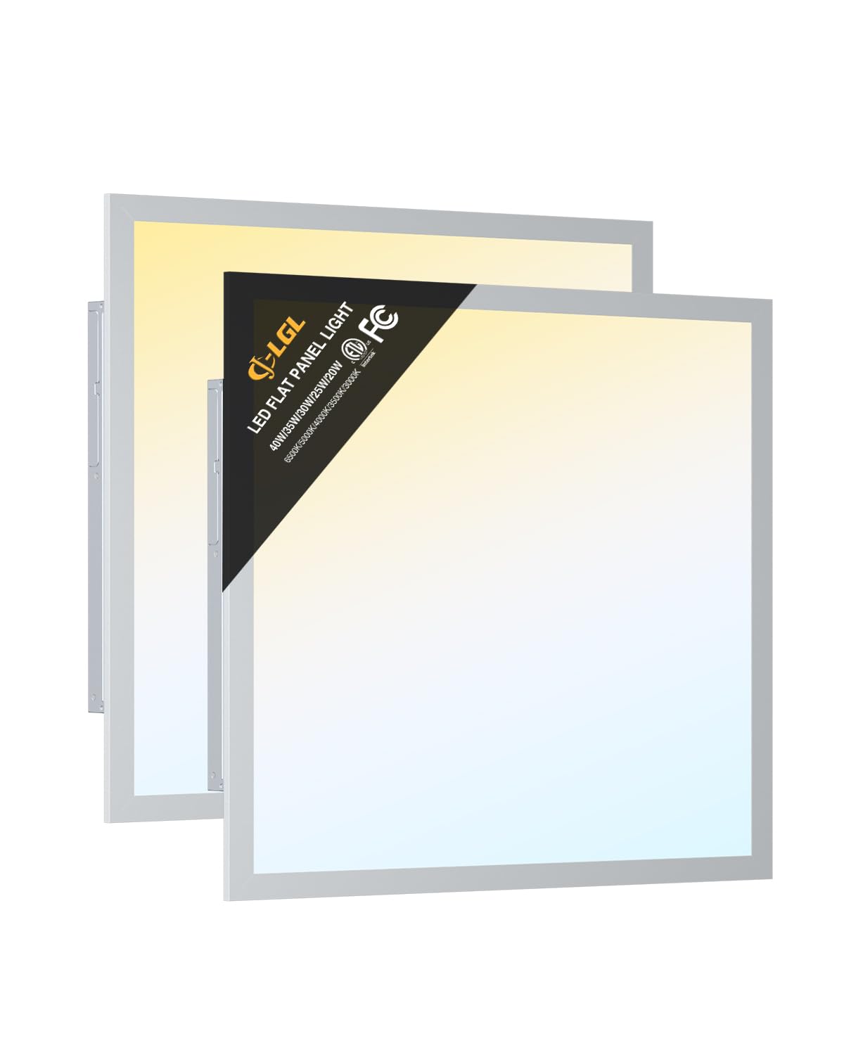 JC-LGL 2x2 LED Flat Panel Light  2 Pack Drop Ceiling Lights Fixture 5200LM  Selectable Features  20W/25W/30W/35W/40W  3000K/3500K/4000K/5000K/6500K  Dimmable (0-10V)  for Office Kitchen  ETL Listed
