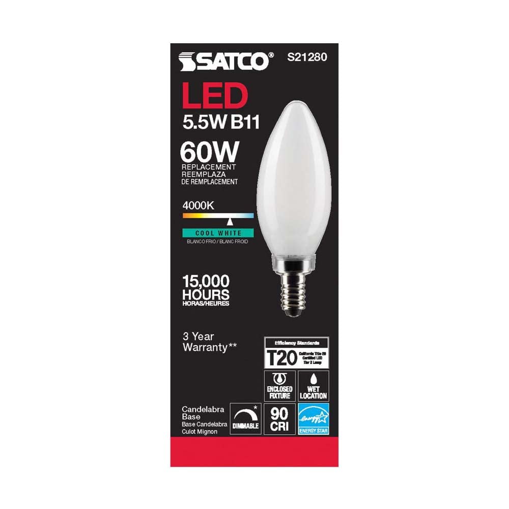 Satco S21280 5.5B11/Led/940/Fr/120V/E12-6 Pack