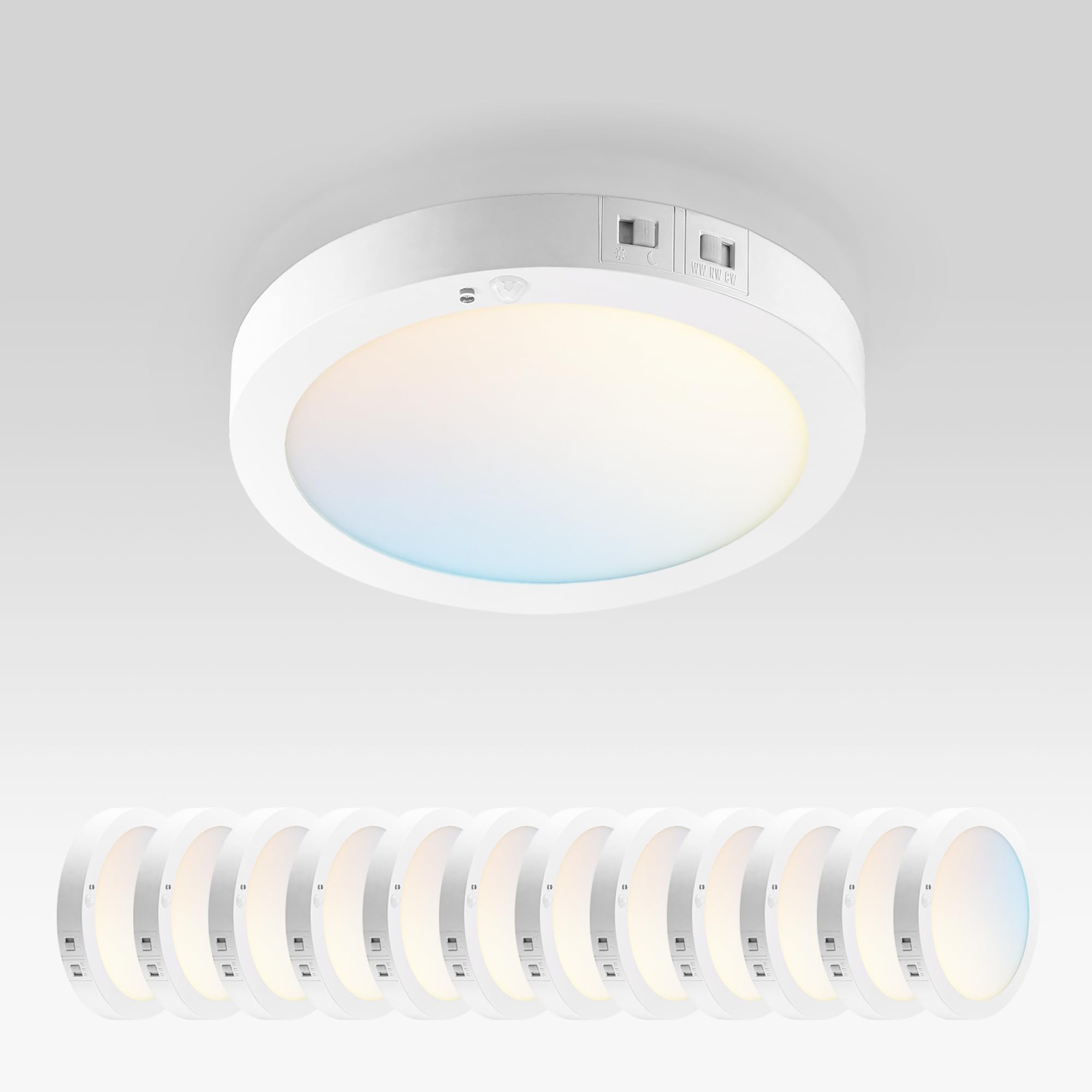 Asd Led 7 Inch Round Flush Mount Ceiling Light Fixture | 15W 900Lm 2700-6000K 120V | 3Cct, Motion Sensor, Ultra Slim, Etl Listed