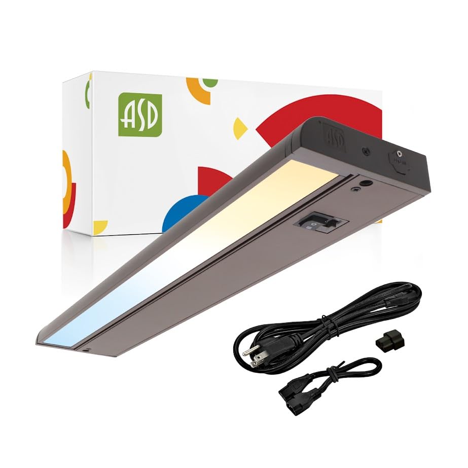 ASD Swivel LED Under Cabinet Light, Dimmable, 18 Inch, Aluminum, 2700K/3000K/4000K, Hardwired/Plug-in, Model A-U