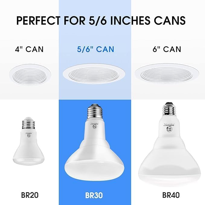 Energetic 2 Pack 75W Br30 Led Recessed Light Bulb, Dimmable, 900 Lumens, Daylight 5000K, E26 Base, Indoor Led Flood Light Bulb F