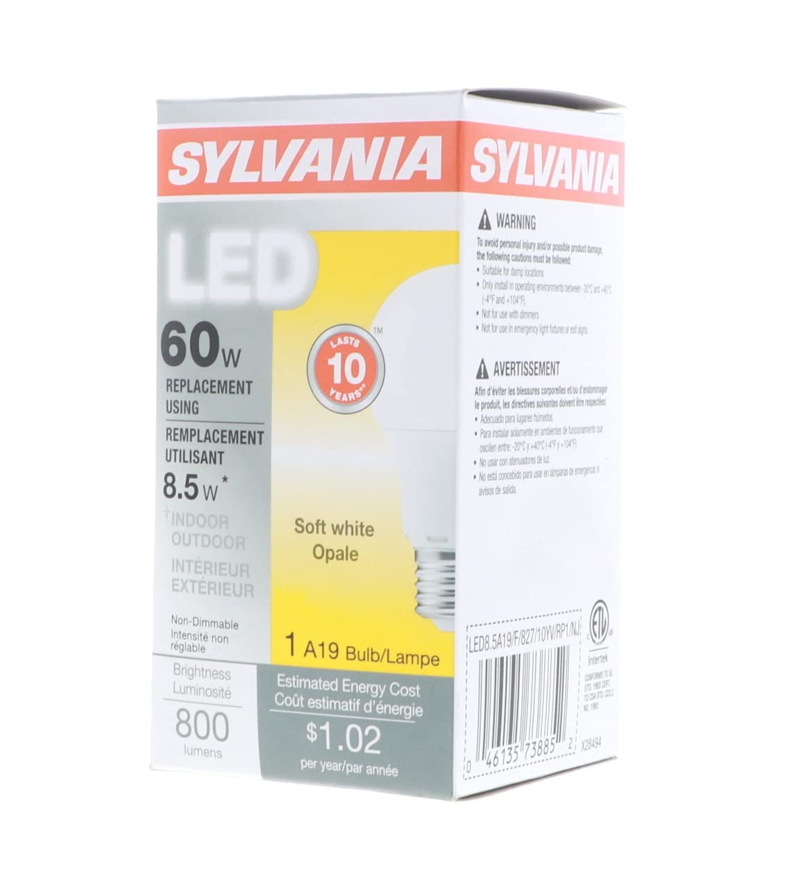 Bulb Led 10Yr 60W A19 27K 1Pk