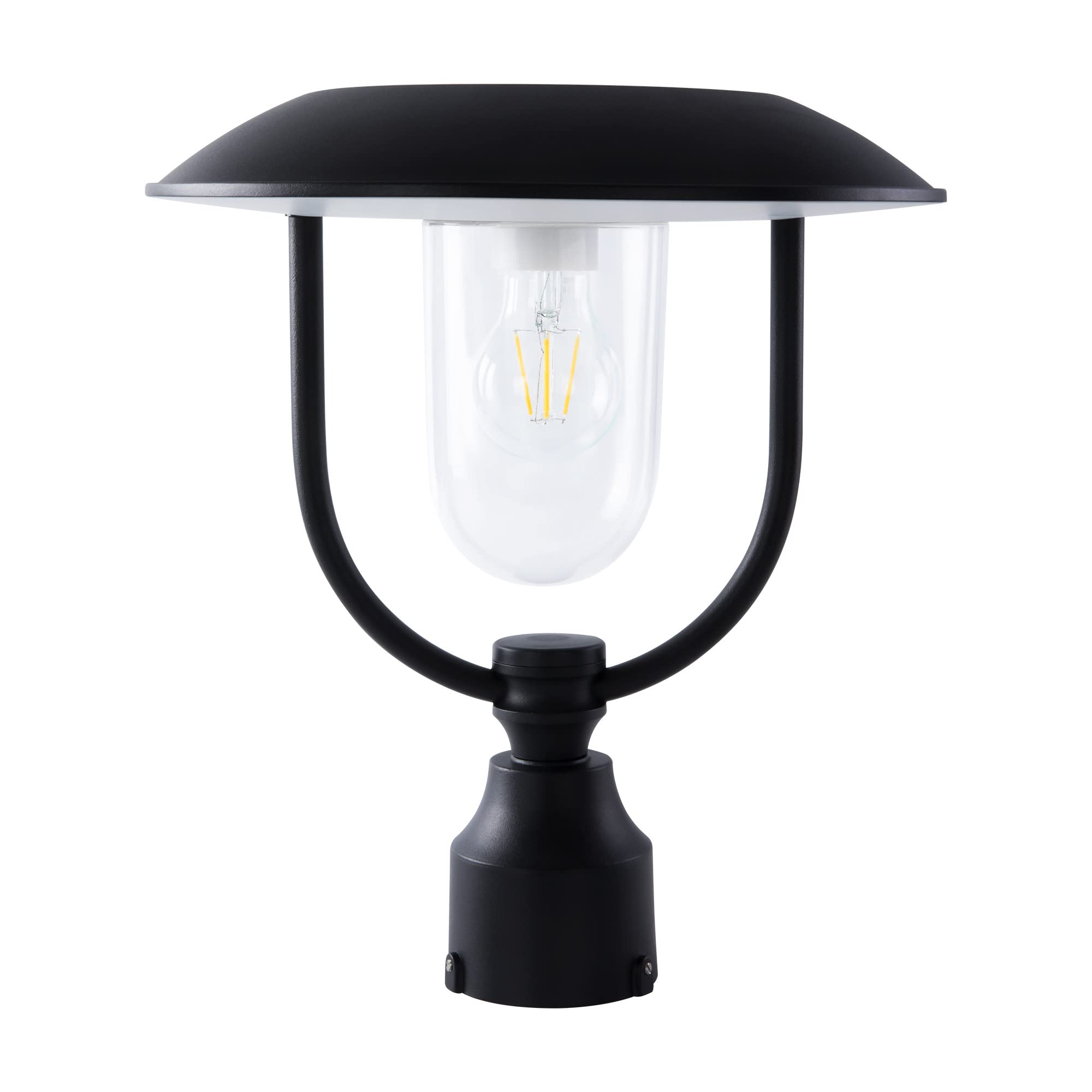 LUTEC Solar Lamp Post Light, Waterproof Aluminum, Dusk to Dawn, 1 Pack, Black, Model 6940006012