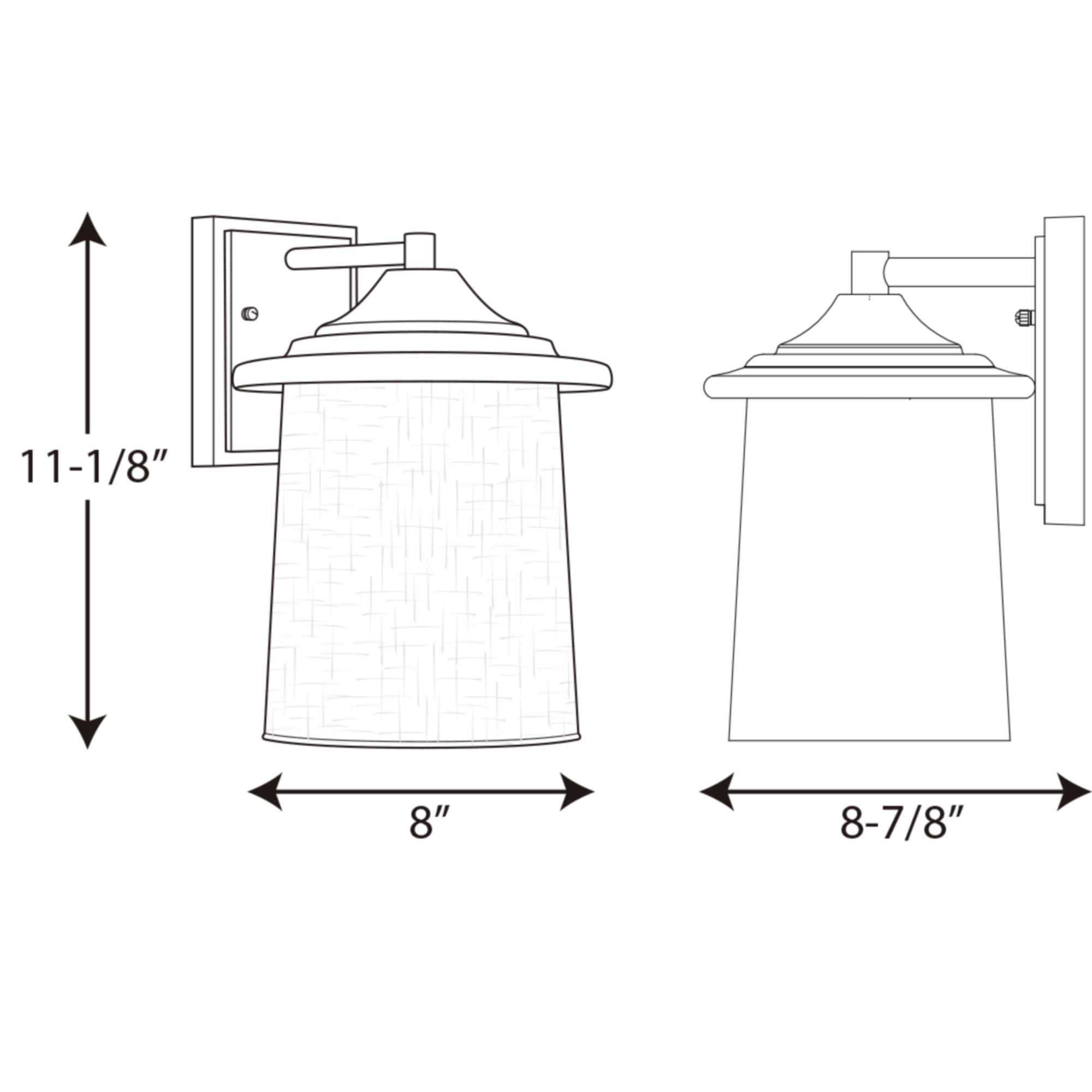 Progress Lighting 1-Light Outdoor Wall Lantern, Textured Black, Aluminum, 8in, Model P6060-31