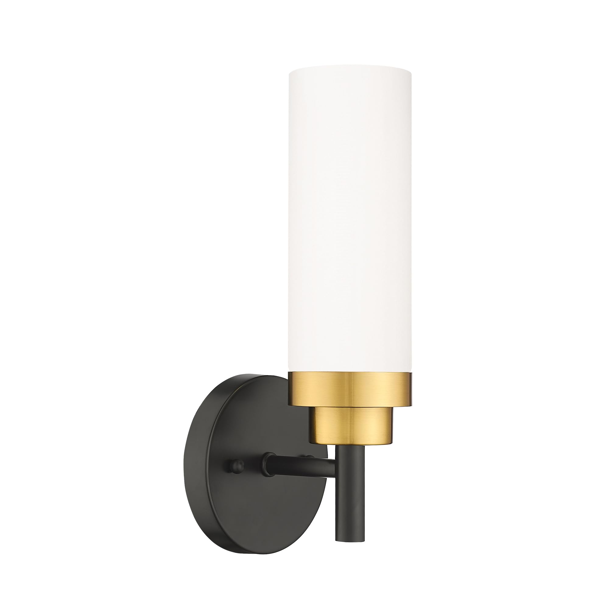 Emak Modern Wall Sconce, Black And Gold Bathroom Light Fixtures With Milk Glass Shade, Sconces Wall Lighting For Bathroom, Bedro