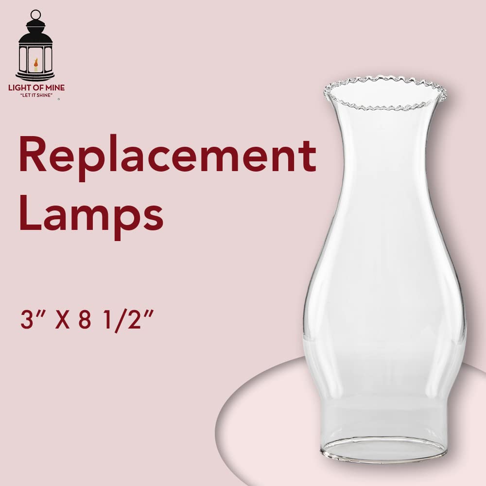 Light Of Mine - 3&quot; X 8.5&quot; Crimp Top Oil Lamp Replacement Chimney (3&quot; X 8 1/2&quot;)
