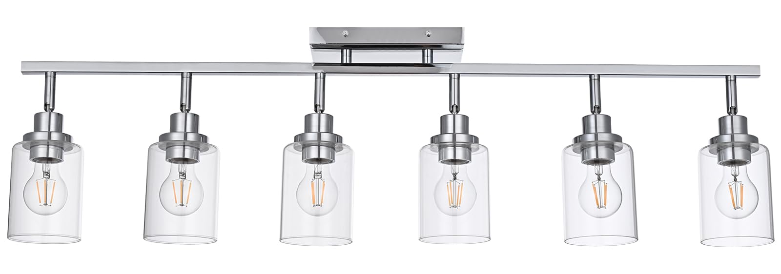Wanluce 6-Light Chrome Track Lighting Kit, Iron Multi-Directional Fixtures for Kitchen & Bathroom, Model 16450SP-6CH