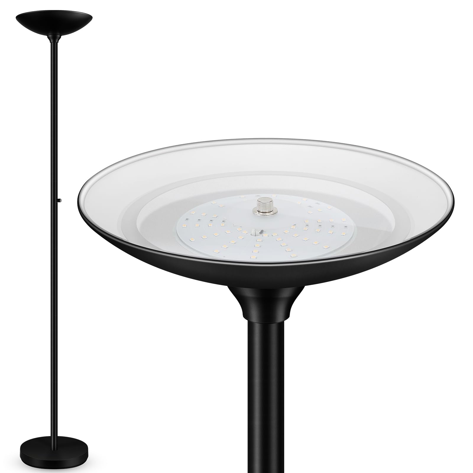 Auquee 30W Torchiere Floor Lamp - 3600Lm Dimmable Led, 71&quot; Black Metal Standing Light