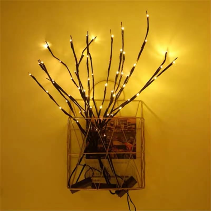 MENCH Branch Lights, 6 Pcs Warm White USB & Battery Powered, 8 Flashing Modes, Indoor/Outdoor Decor, Model BL06WW