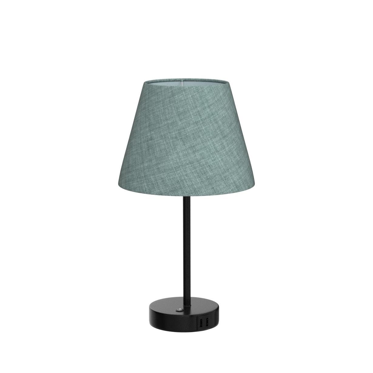 Js Nova Juns Set Of 2 Usb Table Lamps, Bedside Desk Lamps With Dual Usb Charging Ports, Nightstand Lamps With Green Flaxen Fabri