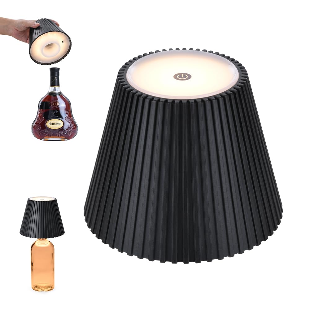 WILIT Wireless Lamp Shades for Liquor Bottle Lights, 3 Level Brightness Cordless Table Lamp, Table Top Decor for Living Room, Wi
