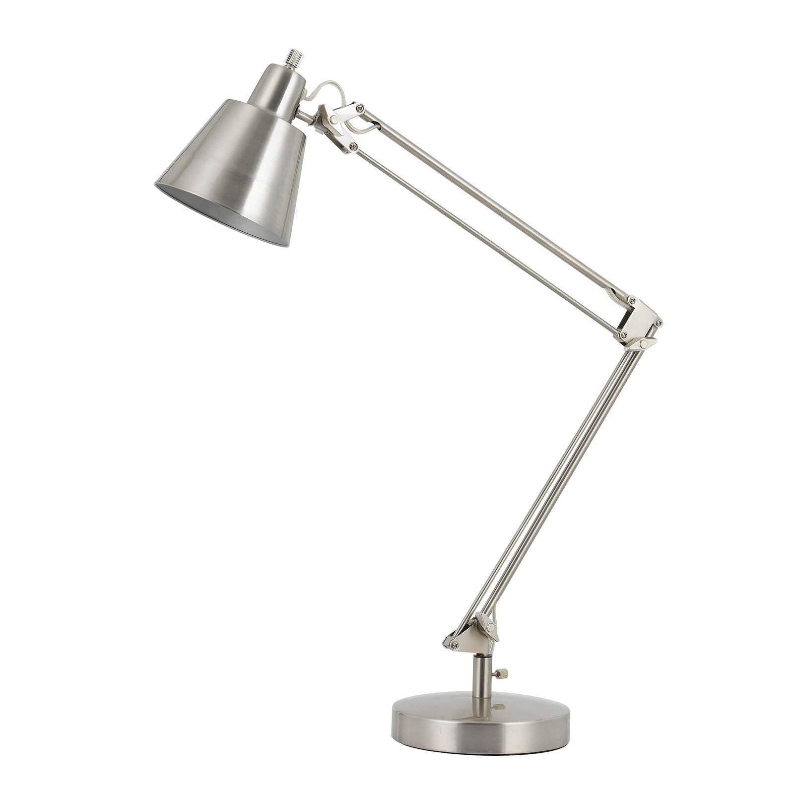 HomeRoots Desk Table Lamp Nickel Metal 27 x 7 x 23.5 in. Cone Shade Model 524653