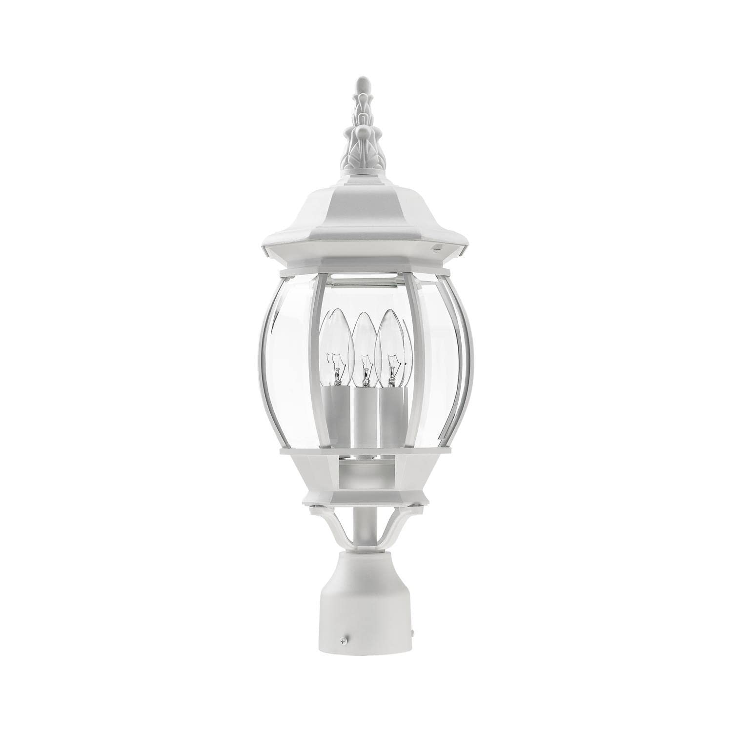 Livex Lighting 7526-13 Outdoor Post Top Light With Clear Beveled Glass Shades, White
