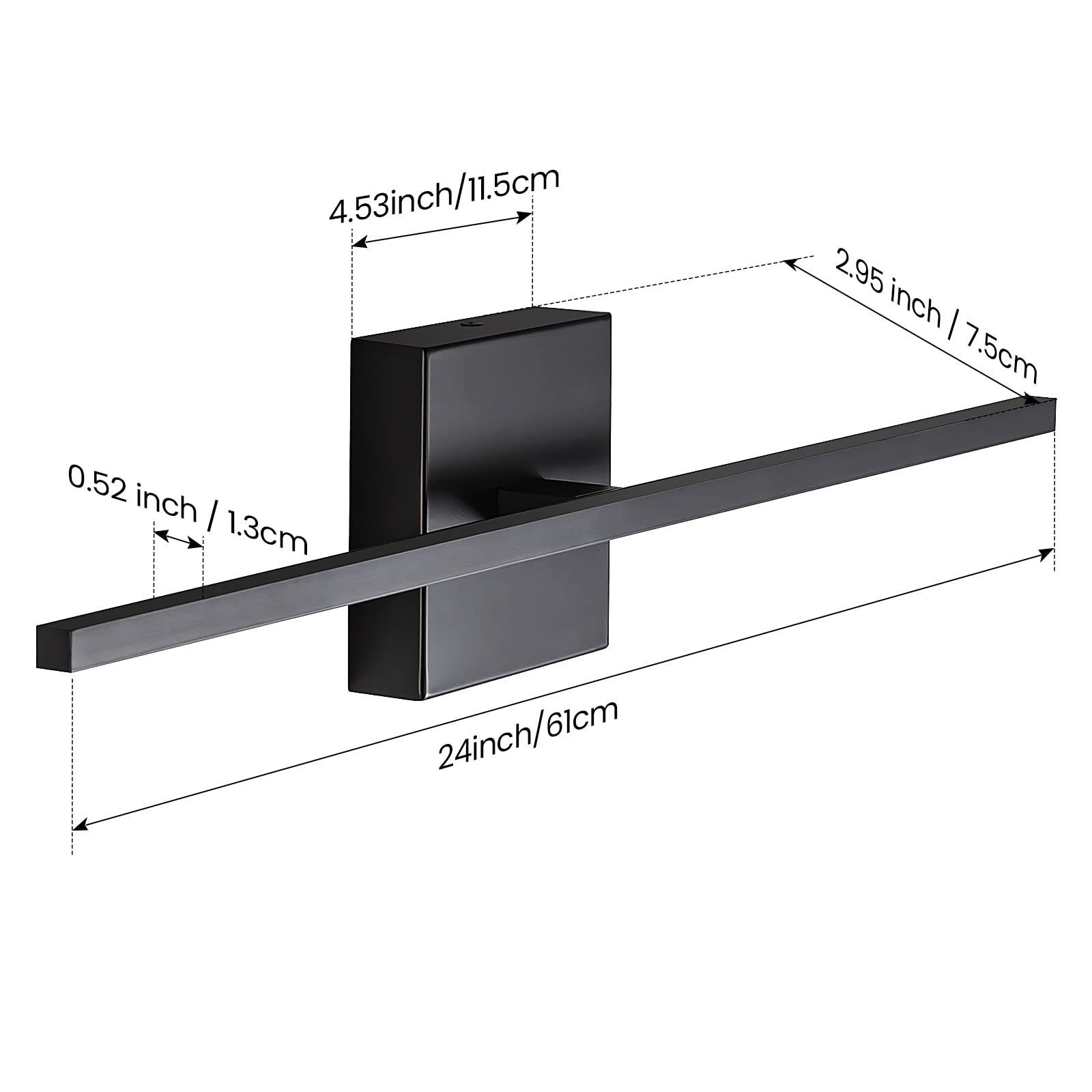 Ccycol Black Bathroom Light Fixtures - 24 Inch Dimmable Black Led Vanity Lighting For Bathroom Wall Sconce With 3500K Warm Light