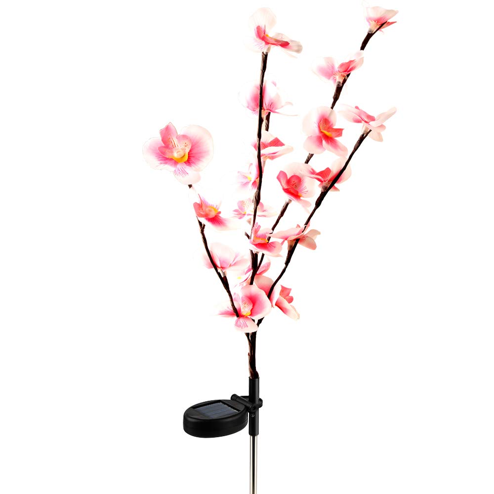EpicGadget Solar Orchid Flower Light, 2 Pack, Warm White, Plastic, Outdoor Decorative Stake for Garden, Pathway, and Parties