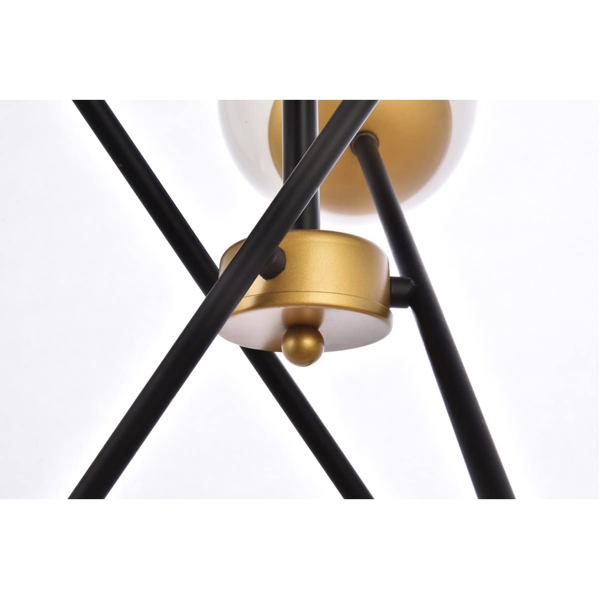 Living District Axl 6-Light Metal Pendant w/White Shade in Black and Brass