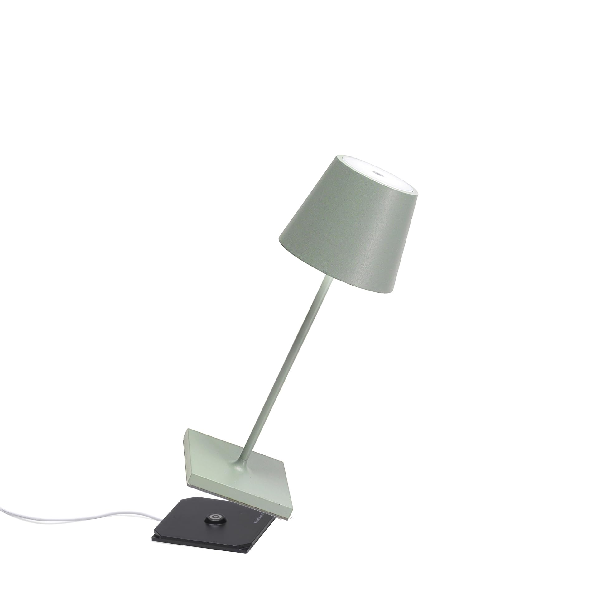 Zafferano Poldina Pro Mini Lamp, Rechargeable Cordless, Touch Control, 11.8in Height, Sage Color, Model LD0320G4