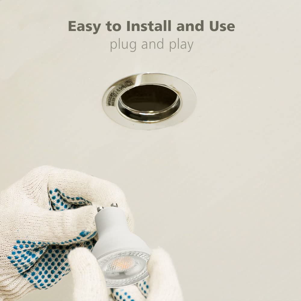 Ftl Gu10 Led Bulbs Dimmable 3000K Warm White 6W 600Lm, 60W Halogen Replacement, 40 Degree Spot Track Light Bulbs, Recessed Ceili