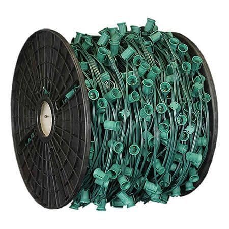 Pro Christmas C9 Light Cord - 1000 ft Spool  500 Bulb Sockets  24  Spacing  Green Wire - Outdoor Strand for Holiday Decor  Home and Roofline  Foliage (Plugs not Included)