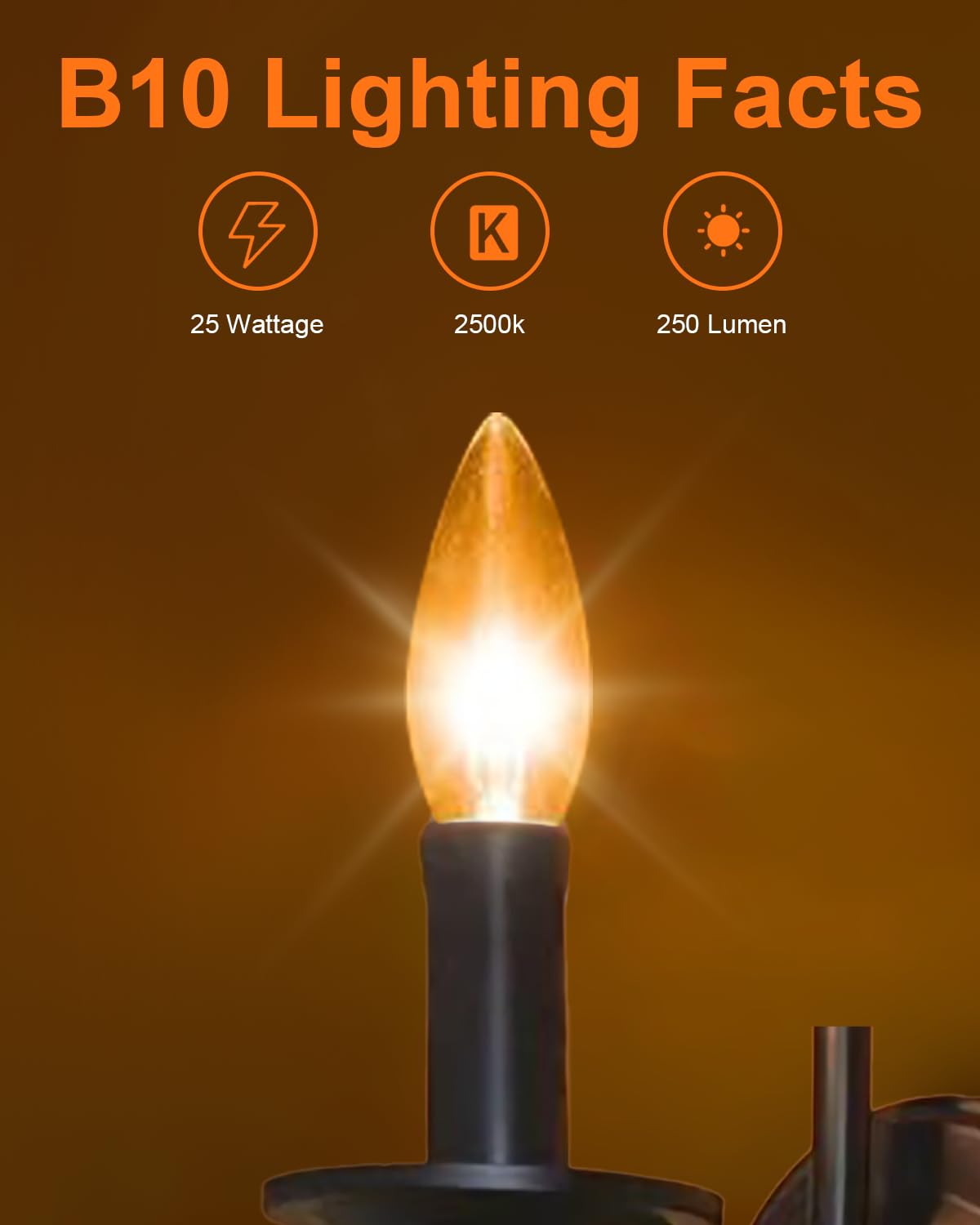 Meqiqtek E12 Candle Light Bulbs 25W Warm White 2500K, 250Lumen - B10 Clear Candelabra Base Bulbs Dimmable Chandelier Light Bulbs For Ceiling Fan, Pendants Or Outdoor (12 Pack)