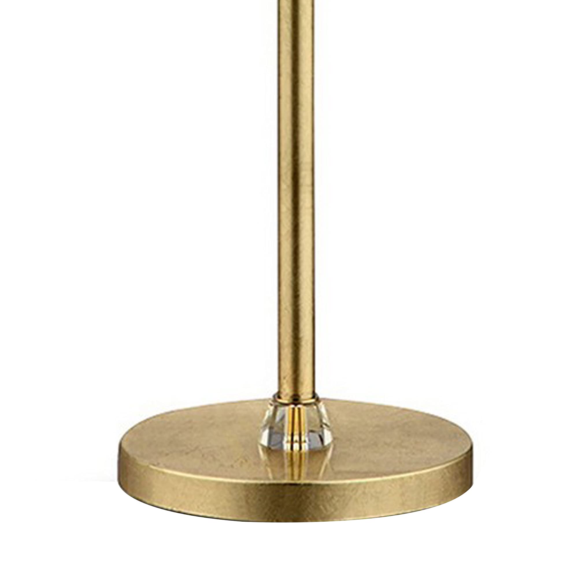 Benzara Floor Lamp with Hanging Crystal Accents, Metal, Gold and White, Model BM240410