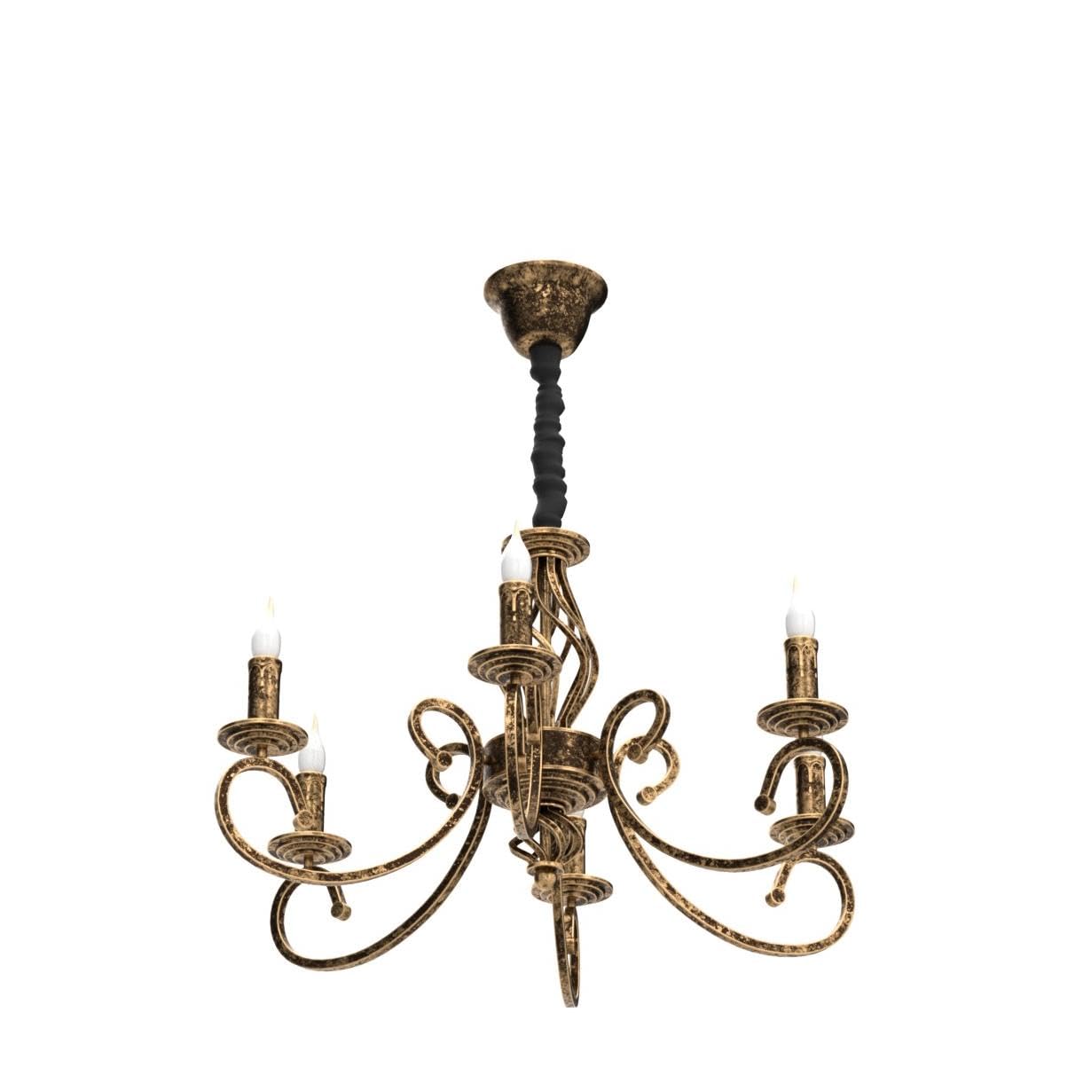 Ganeed Rustic 6-Light Chandelier, Antique Bronze Metal Pendant Light Fixture for Kitchen, Dining Room, Model TC-HD50113-6