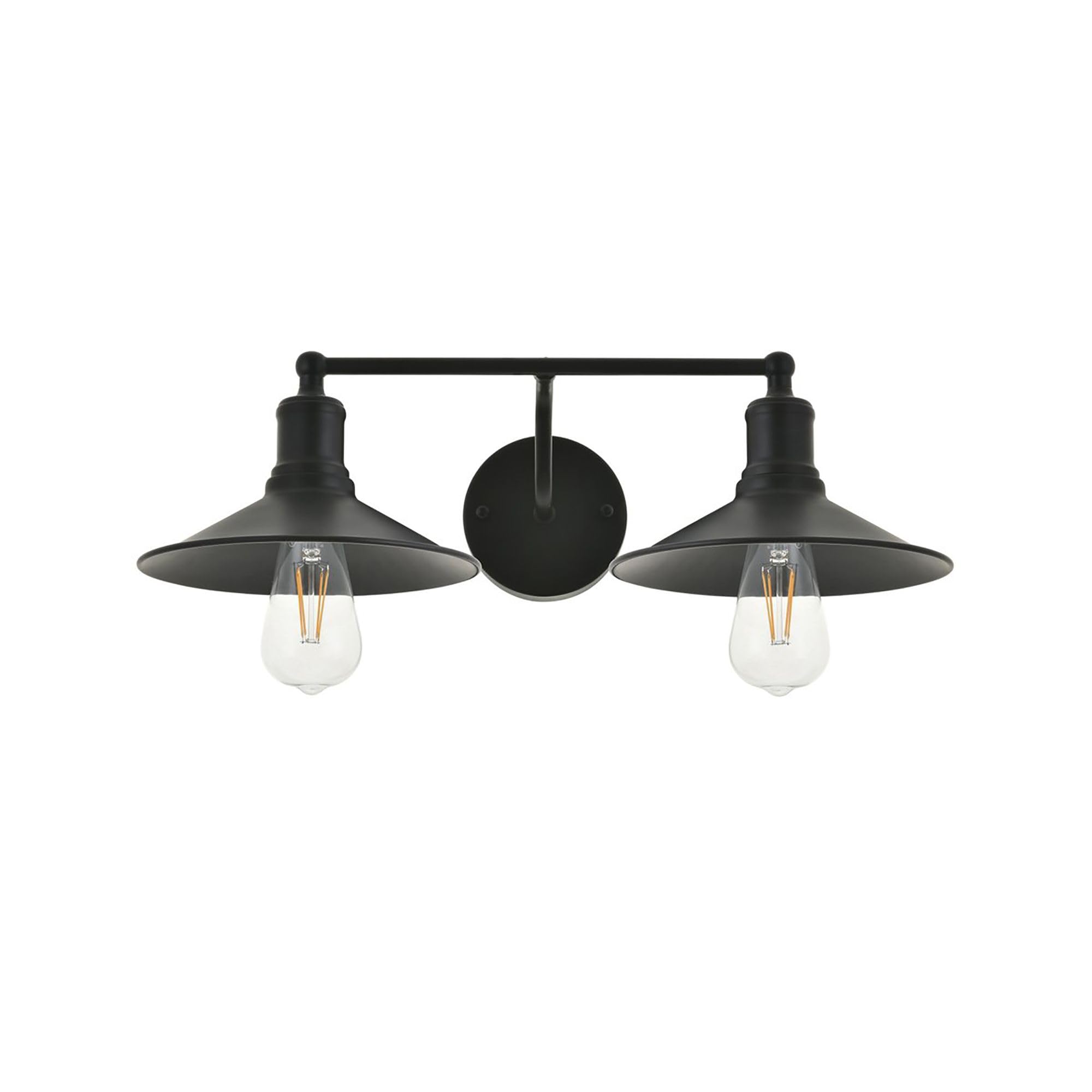 Living District Etude 2-Light Mid-Century Metal Wall Sconce in Black