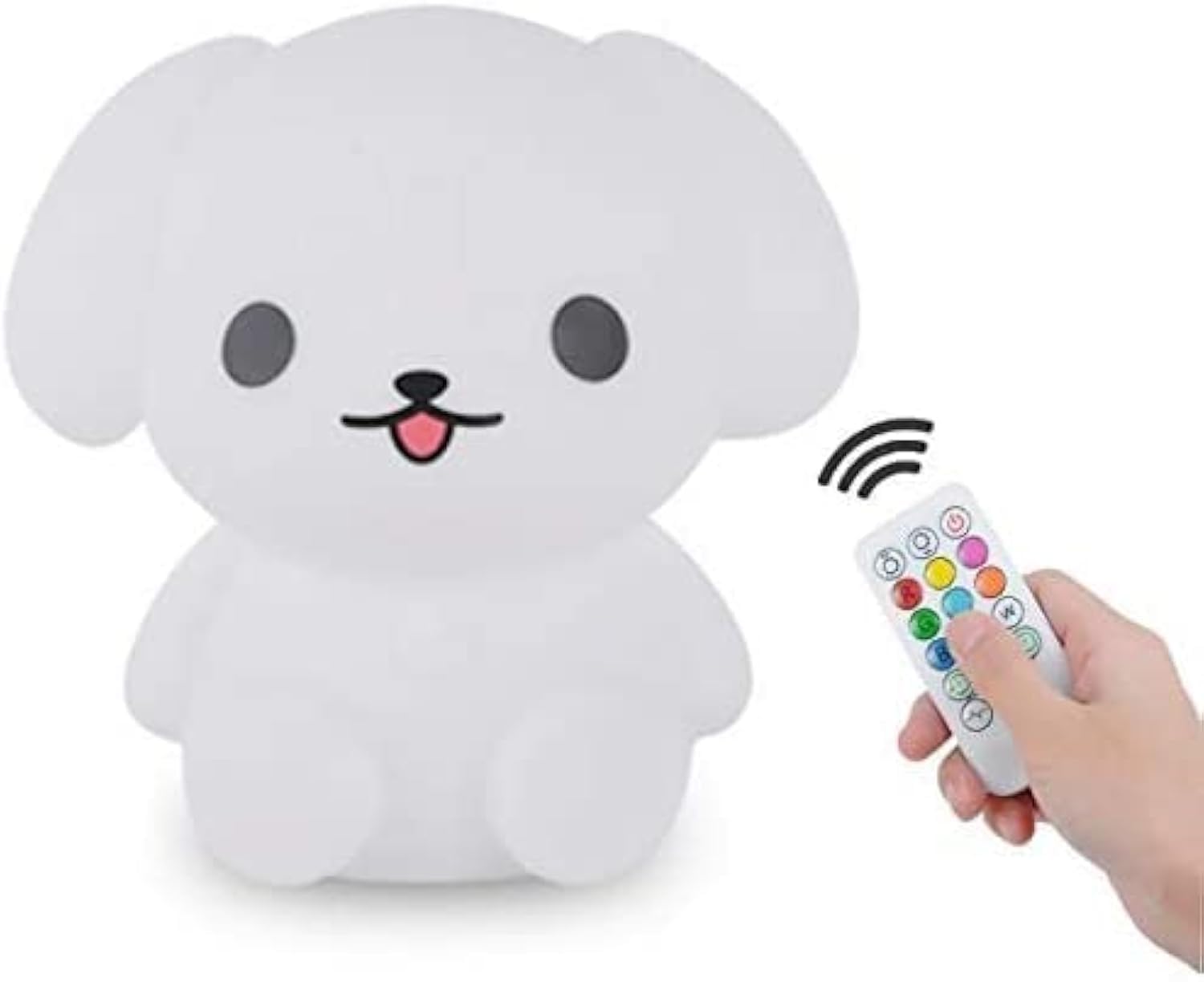 Tekemai Night Light Bedside Lamp for Kids, Adjustable Brightness, Remote & Touch Control, Silicone, White, Model TC892-4
