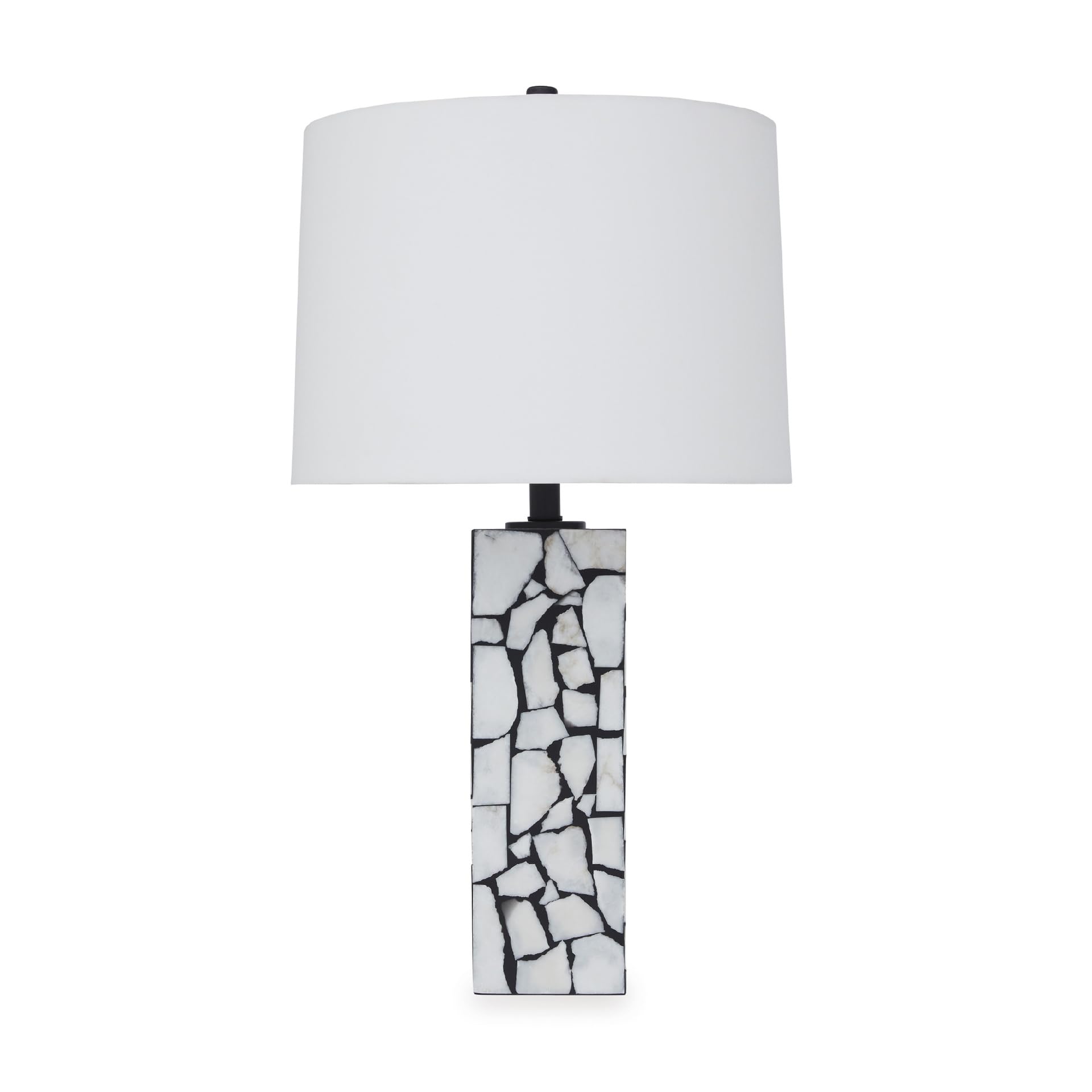 Signature Design by Ashley Macaria Modern Table Lamp with 3-Way Switch, White & Black