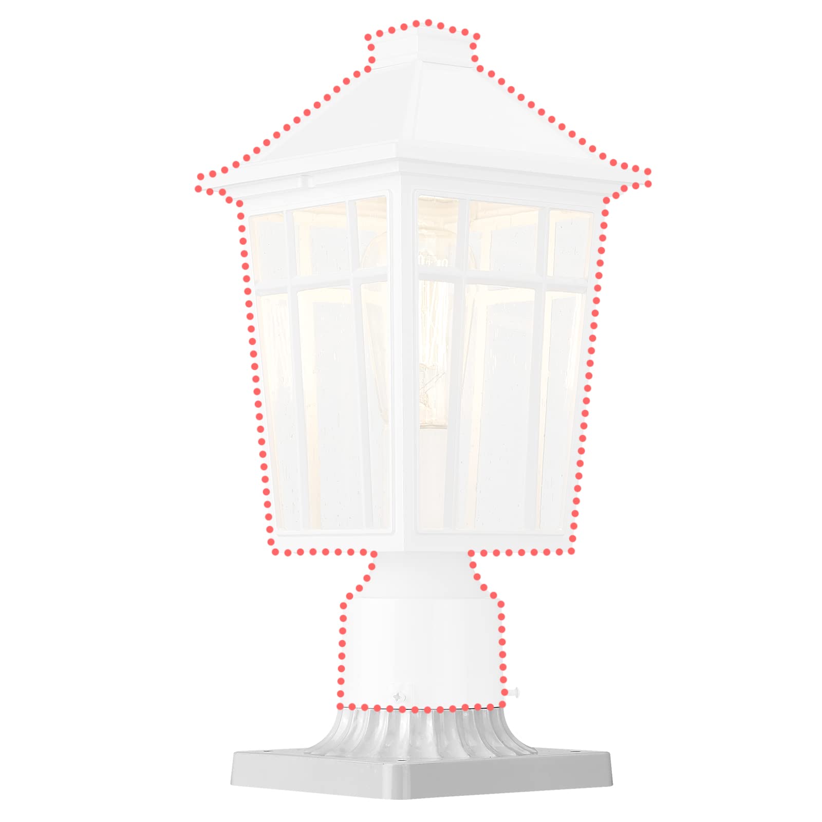 Darkaway Outdoor Post Light Base Mount, Post Light Adapter 3'' Pier Mount Base With White Finish For Deck Porch Patio, 5.5'' W X