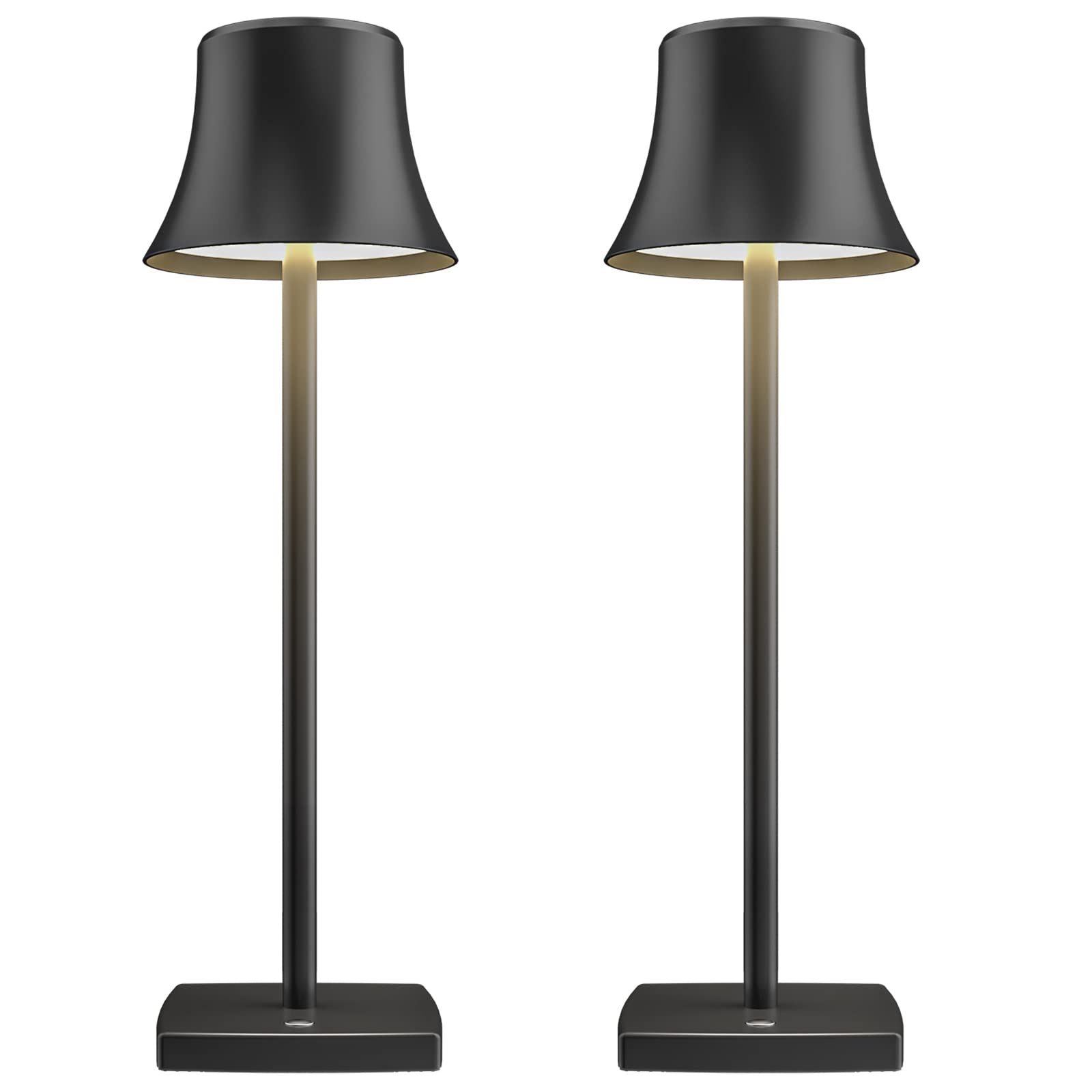 SAKRINGT 2 Pack LED Cordless Table Lamps, Rechargeable 5000mAh, 3 Color Dimming, Aluminum, Black, Model S807