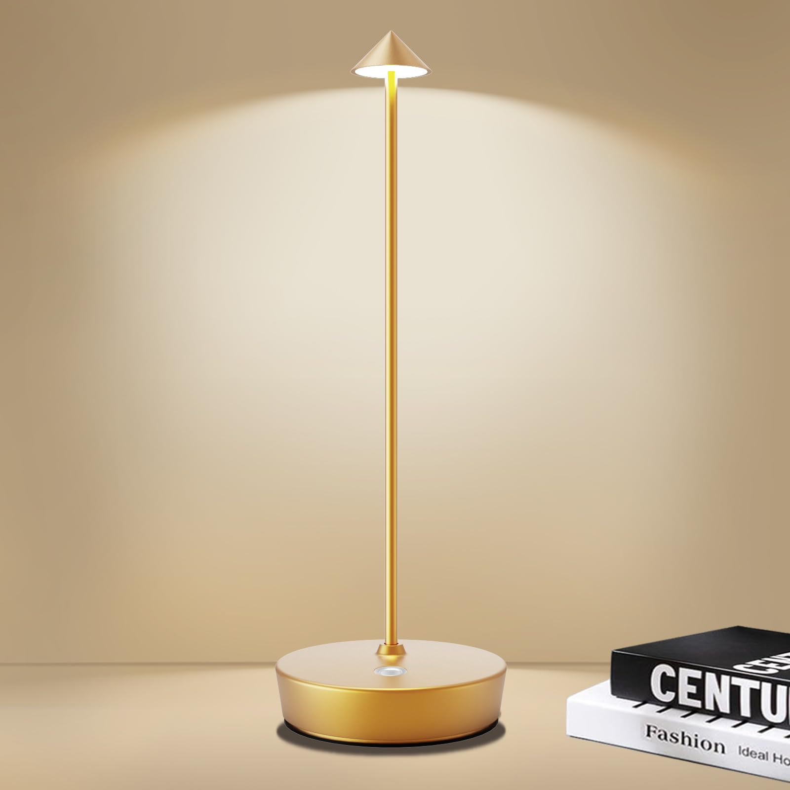 Ztflos Rechargeable Cordless Table Lamp,Outdoor Table Lights 6000 Mah Portable Touch Battery Powered Table Lamp,Led Minimalist Table Desk For Restaurant/Couple'S Dinner/Family Gathering(Gold)……