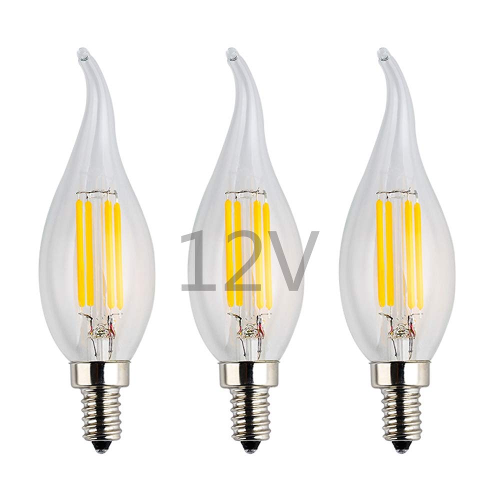Opalray 12V Dc Dimmable Led Candelabra Bulb 4W, 2700K Warm White,